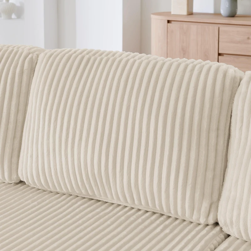 Smart U-Shaped Modular Sectional Sofa with Spring Cushions, Cozy Sleeper Couch for Living Room Bedroom, 132.5'' L x 61"W x 25.5" H, Beige