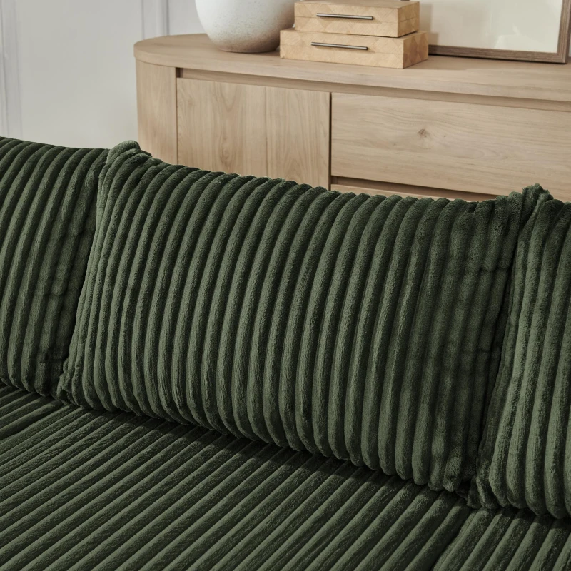 Minimalist Corduroy Modular Sofa with High-Density Foam, Smart Compact Sectional for Small Space Apartment, 42'' L x 18"W x 17.5" H, Green