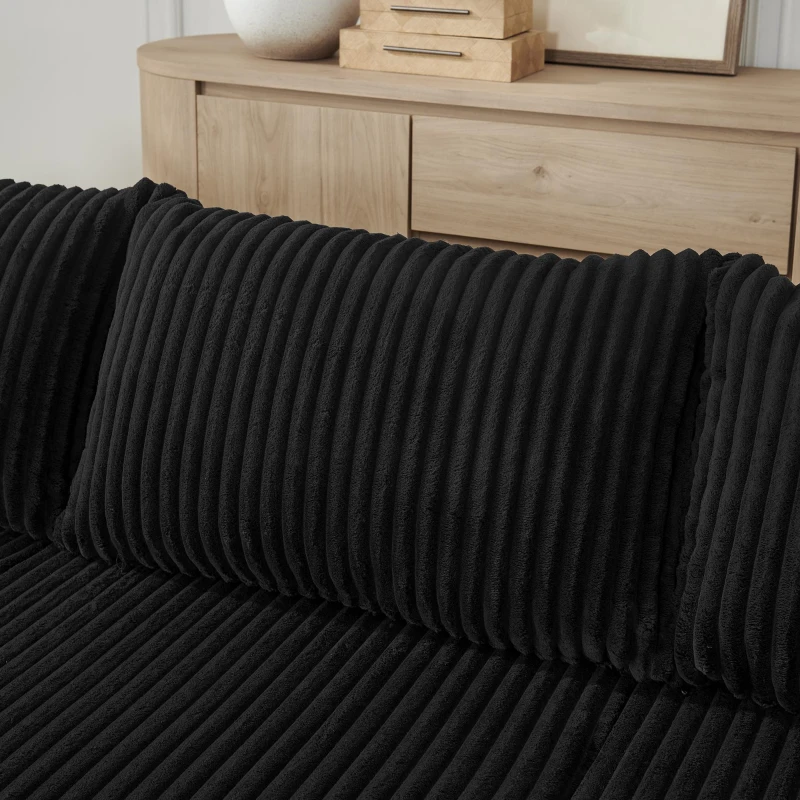 Space-Efficient Corduroy Modular Sofa with High-Density Foam, Cozy Compact Sectional for Small Space Apartment, 42'' L x 18"W x 17.5" H, Black