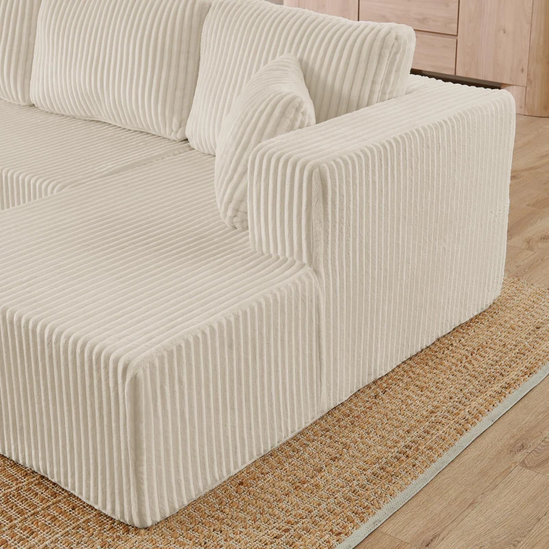 Flexible U-Shaped Modular Sectional Sofa with Spring Cushions, Modern Sleeper Couch for Living Room Bedroom, 132.5'' L x 61"W x 25.5" H, Beige