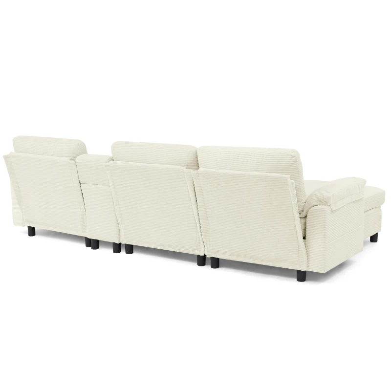 Modern Modular Sectional with All-in-One Storage, Chic L-Shaped Sofa with Cup Holder and Liftable Ottoman, 108.5'' L x 56.5" W x 32" H, Beige