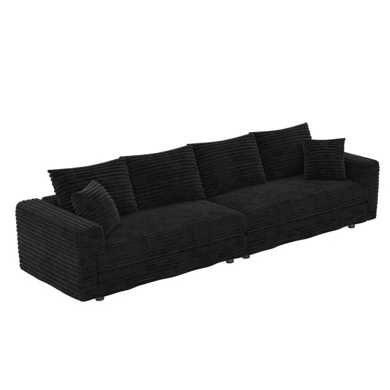 Snug Corduroy Cloud 4-Seat Sofa with Deep Seat, Effortless Convertible Lounge Chair for Apartment Office, 102.5'' L x 35.5"W x 25.5" H, Black