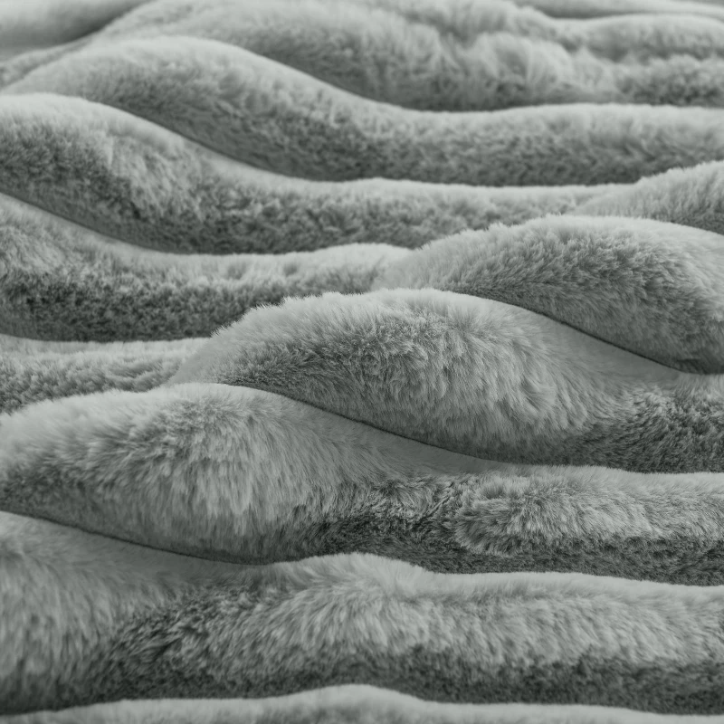 Modern Striped Corduroy U-Shaped Sofa with Pull-Out Bed, Versatile Storage Chaise Couch for Living Room Bedroom, 114'' L x 90"W x 37" H, Grey