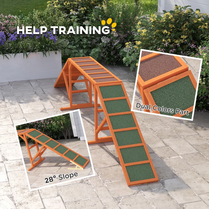PawHut Dog Agility Ramp, Dog Walk Balance Trainer Equipment w/ Safety Bar, Non-slip Surface, Pet Training Ramp, Orange