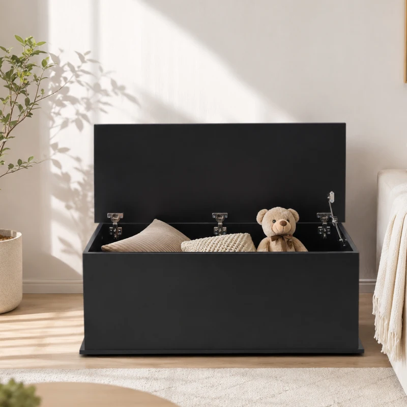 HOMCOM Lift Top Storage Bench, 39.4" Modern Storage Chest with 264 lbs. Weight Capacity, Black