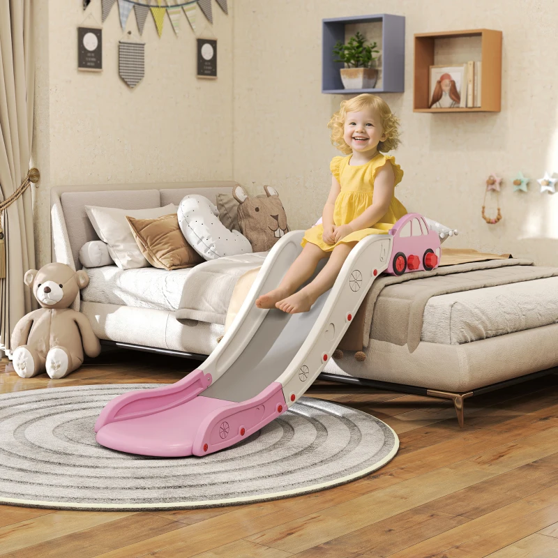 Qaba Extra Length Toddler Slide for Bed, Sofa, Easy to Assemble, Pink