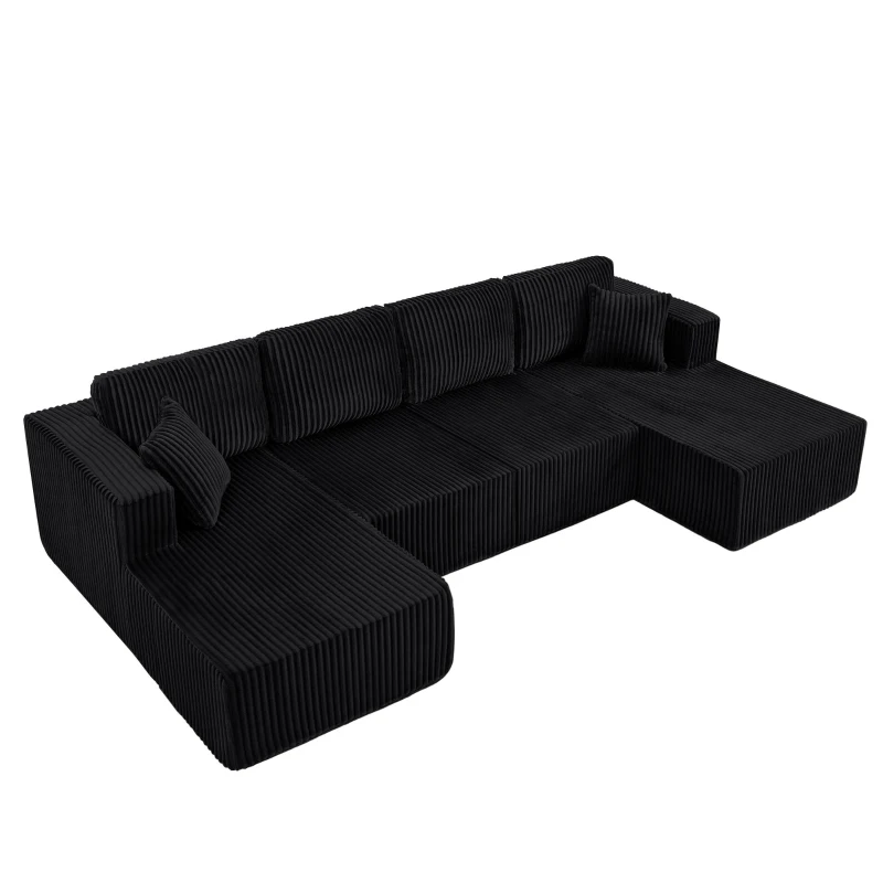 Extra Spacious U-Shaped Modular Sectional Sofa with Foam Cushions, Comfy Sleeper Couch for Living Room Bedroom, 161'' L x 80.5"W x 24.5" H, Black