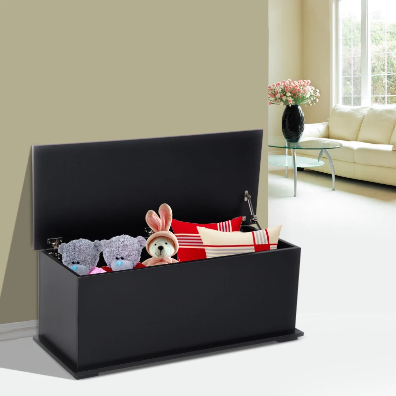 HOMCOM Lift Top Storage Bench, 39.4" Modern Storage Chest with 264 lbs. Weight Capacity, Black