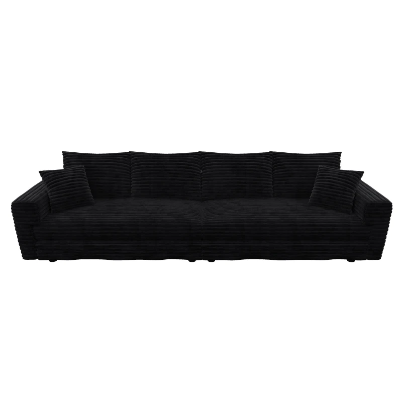 Snug Corduroy Cloud 4-Seat Sofa with Deep Seat, Effortless Convertible Lounge Chair for Apartment Office, 102.5'' L x 35.5"W x 25.5" H, Black