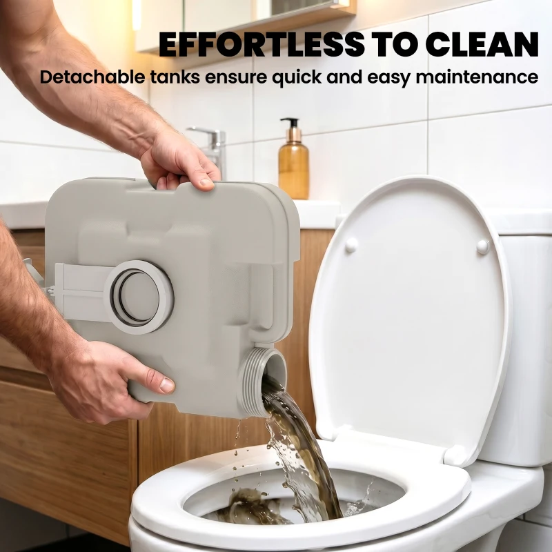 Outsunny Portable Camping Toilet, Porta Potty with 2.6 Gal Waste Tank & 2.6 Gal Flush Tank, Leak-Proof and Odourless