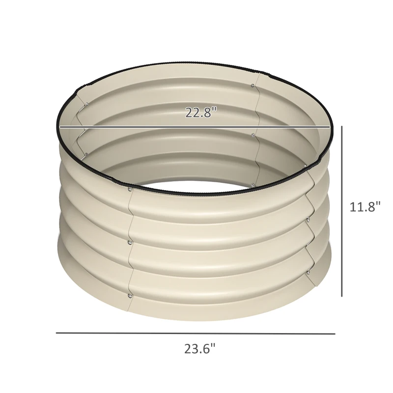 Outsunny Set of 2 Raised Garden Bed, Metal Planter Box with Safety Edging, Easy-to-assemble Stock Tank, Cream