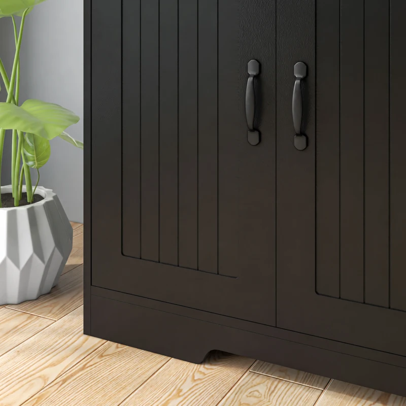 HOMCOM Modern Sideboard Buffet Cabinet with 4 Drawers and 2 Beadboard Doors, Kitchen Storage Cabinet, Black