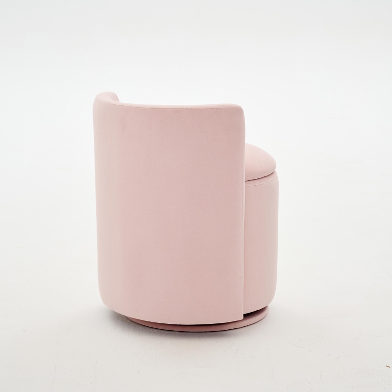 Elegant Velvet Accent Chair with 360° Swivel and 20L Hidden Storage, Chic Barrel Chair with Curved Backrest, 18.5'' L x 18.5" W x 22" H, Pink