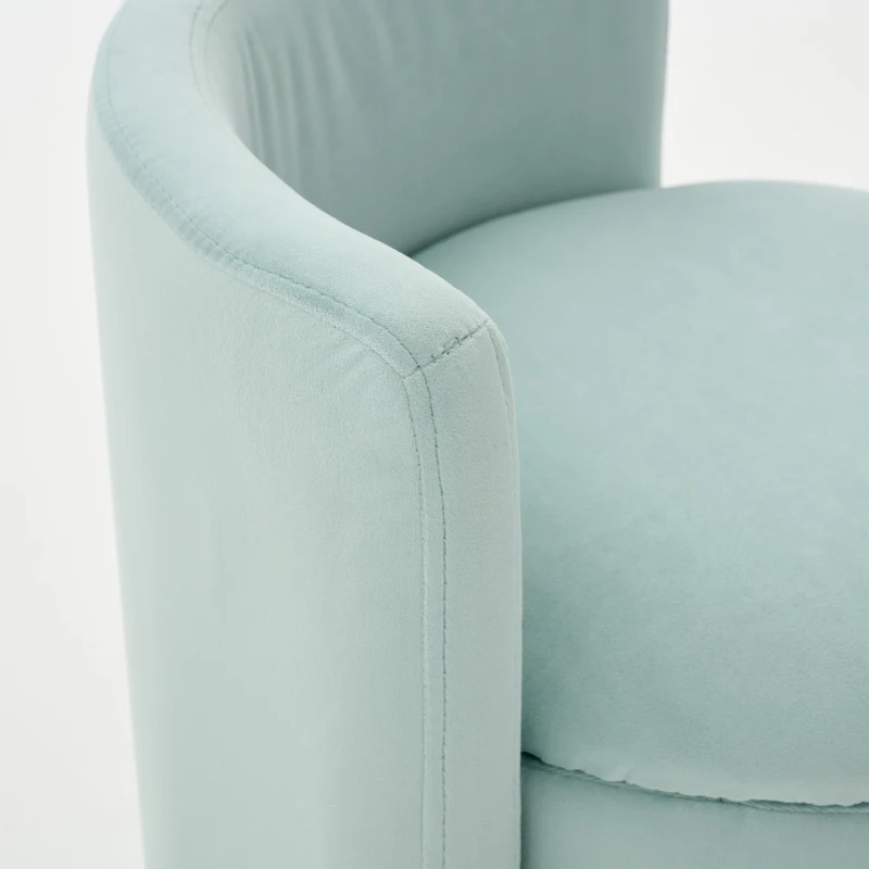 Elegant Velvet Accent Chair with 360° Swivel and 20L Hidden Storage, Chic Barrel Chair with Curved Backrest, 18.5'' L x 18.5" W x 22" H, Aqua
