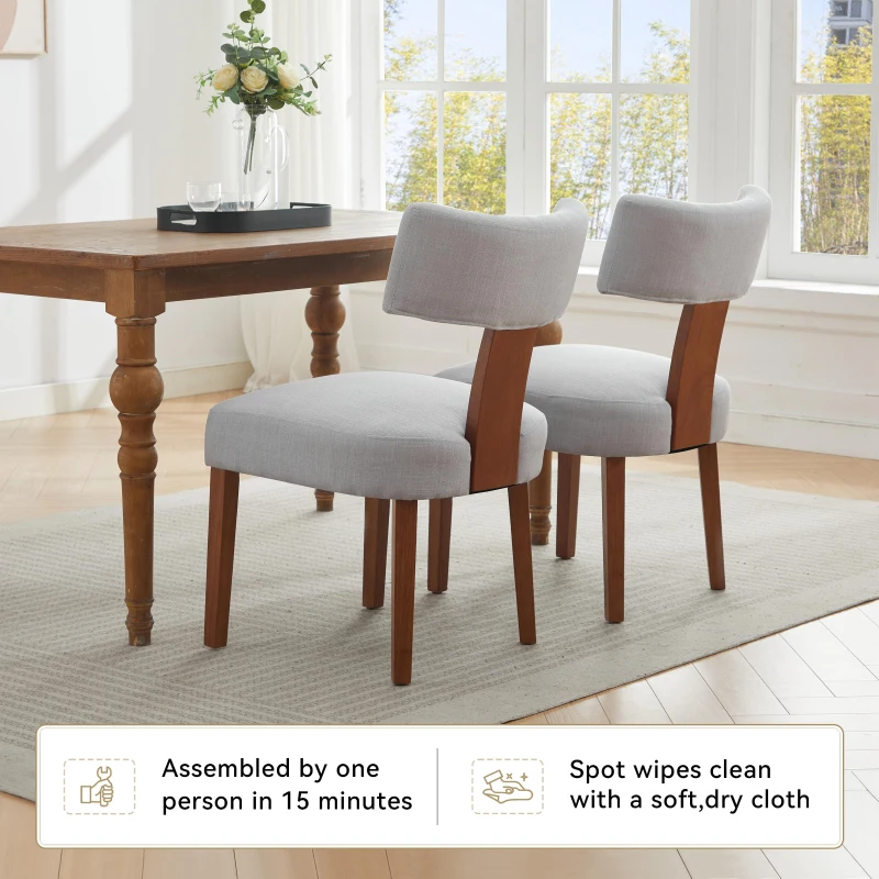 Modern Linen Armless Dining Chair with Padded Seat Cushion, Versatile Side Chair for Dining Room Living Room, 24.5'' L x 20.5"W x 34" H, Gray