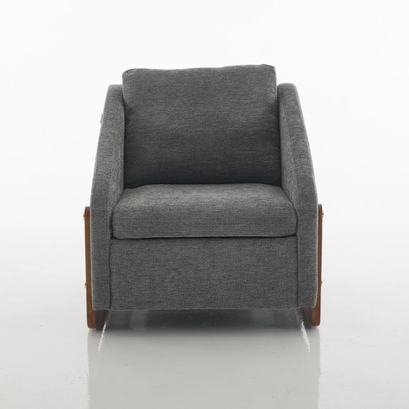 Elegant Chenille Armchair with Cushioned Seat and Nailhead Trim, Ergonomic Accent Chair with Sturdy Wood Frame, 29'' L x 29" W x 29" H, Gray