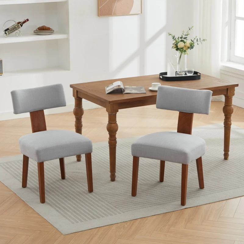 Modern Linen Armless Dining Chair with Padded Seat Cushion, Versatile Side Chair for Dining Room Living Room, 24.5'' L x 20.5"W x 34" H, Gray