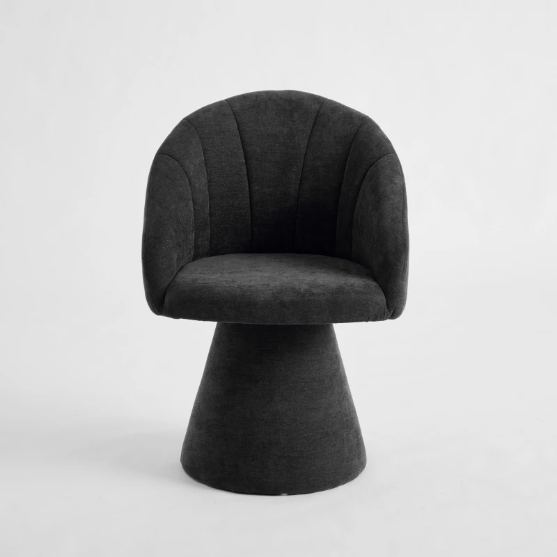 Comfortable Chenille Swivel Accent Armchair with Curved Backrest, Versatile Vanity Chair for Living Room, 22.5'' L x 22"W x 31.5" H, Gray