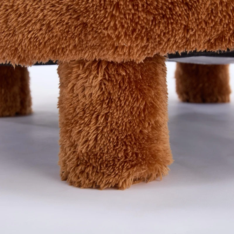 Cozy Fur Fabric Accent Chair with Padded Seat Cushion, Stylish Slipper Chair for Living Room Bedroom Vanity, 28.5'' L x 28.5"W x 30" H, Khaki