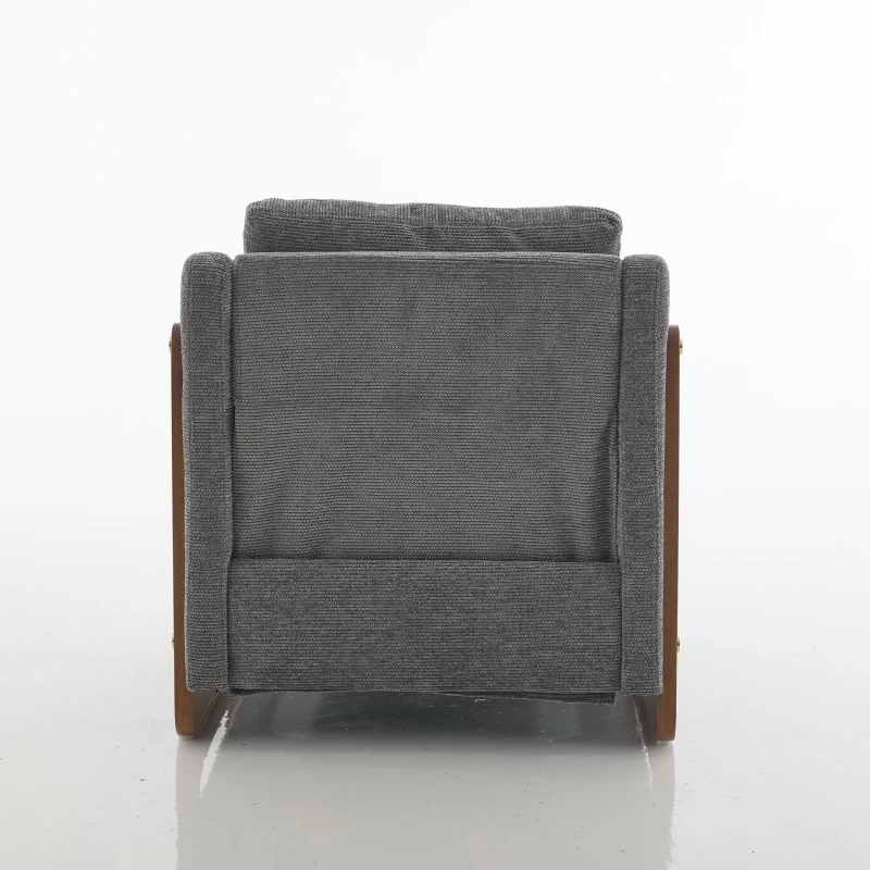 Elegant Chenille Armchair with Cushioned Seat and Nailhead Trim, Ergonomic Accent Chair with Sturdy Wood Frame, 29'' L x 29" W x 29" H, Gray
