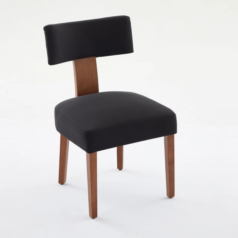 Ergonomic Linen Armless Dining Chair with Padded Seat Cushion, Modern Side Chair for Dining Room Living Room, 24.5'' L x 20.5"W x 34" H, Black