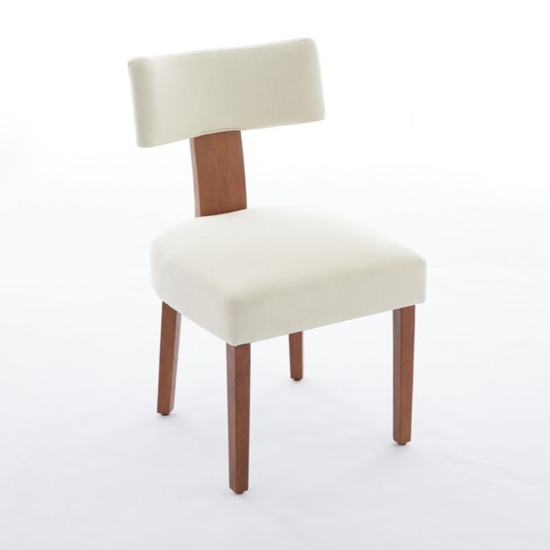 Modern Linen Armless Dining Chair with Padded Seat Cushion, Stylish Side Chair for Dining Room Living Room, 24.5'' L x 20.5"W x 34" H, Beige