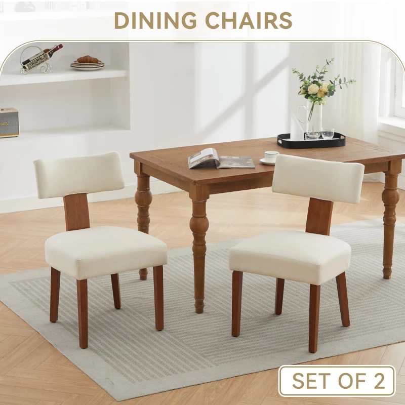 Modern Linen Armless Dining Chair with Padded Seat Cushion, Stylish Side Chair for Dining Room Living Room, 24.5'' L x 20.5"W x 34" H, Beige