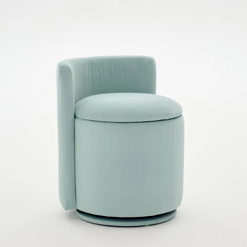 Elegant Velvet Accent Chair with 360° Swivel and 20L Hidden Storage, Chic Barrel Chair with Curved Backrest, 18.5'' L x 18.5" W x 22" H, Aqua