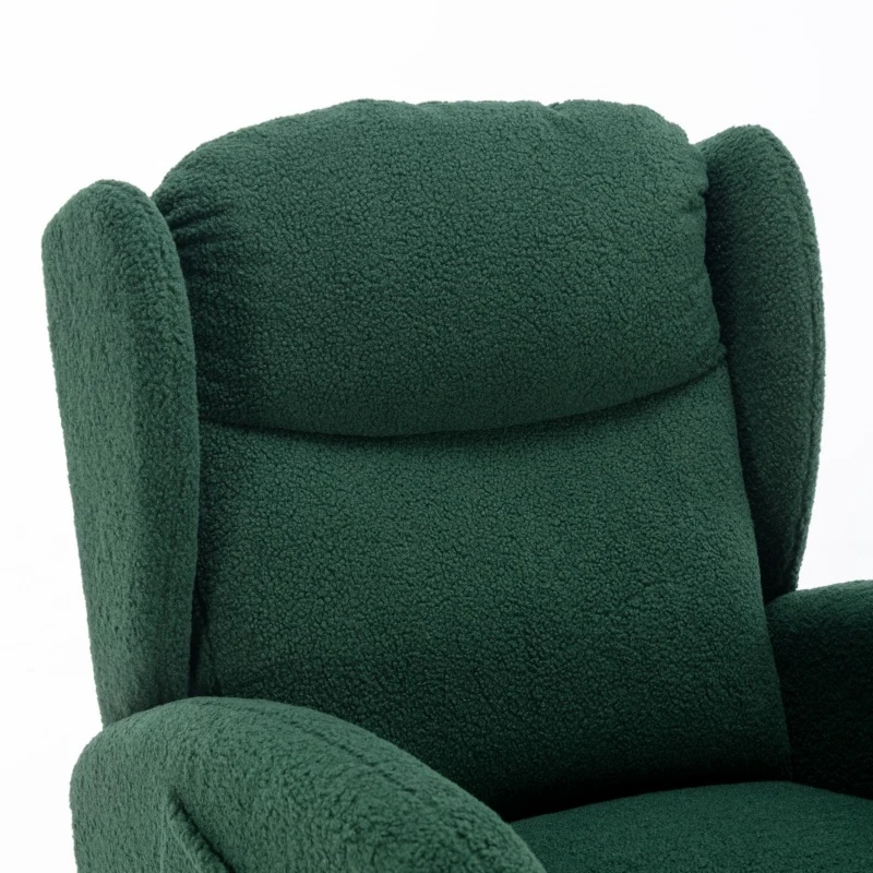 Elegant Teddy Fabric Rocking Chair with Ergonomic Backrest and Plush Filling, Accent Chair with Wooden Legs, 38'' L x 28" W x 40" H, Green