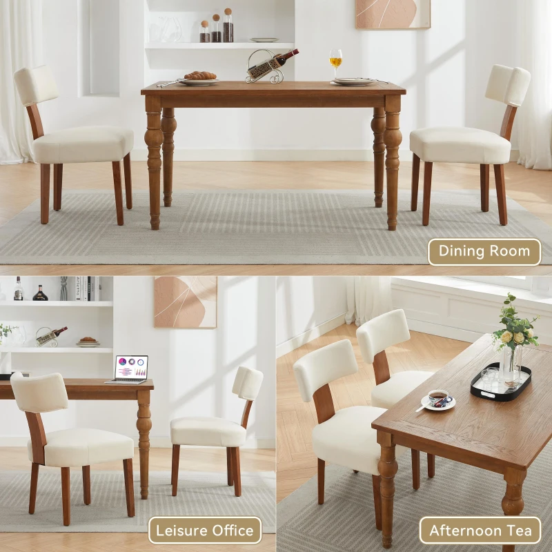 Modern Linen Armless Dining Chair with Padded Seat Cushion, Stylish Side Chair for Dining Room Living Room, 24.5'' L x 20.5"W x 34" H, Beige