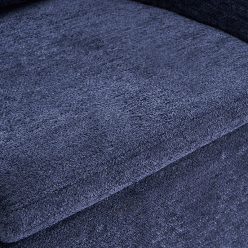 Soft Elegant Chenille Dining Armchair with Back Cushion, Modern Ergonomic Swivel Chair with Universal Wheels, 22'' L x 24.5" W x 30" H, Blue