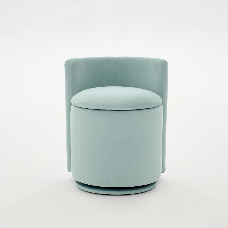 Elegant Velvet Accent Chair with 360° Swivel and 20L Hidden Storage, Chic Barrel Chair with Curved Backrest, 18.5'' L x 18.5" W x 22" H, Aqua