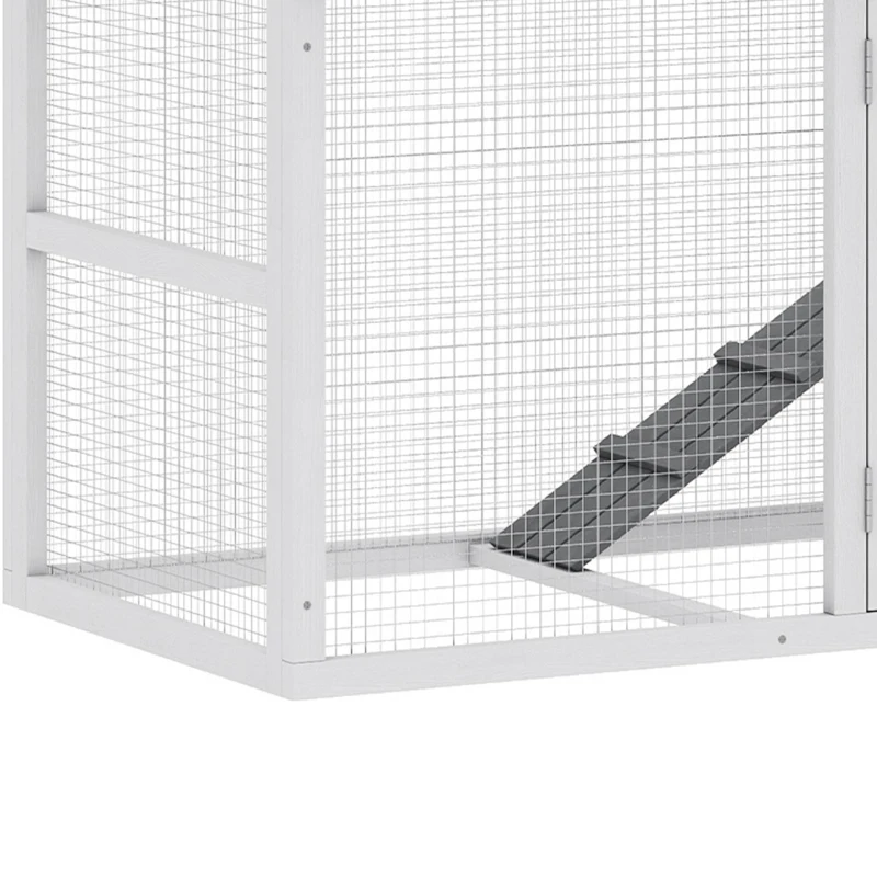 PawHut Chicken Coop with Wheels, 80" L Mobile Hen House with Run, Outdoor Wooden Chicken House with Nesting Box, Tray, Ramp