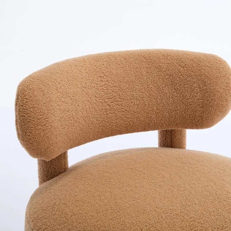 Cozy Teddy Fabric Accent Chair with Padded Seat Cushion, Versatile Slipper Chair for Living Room Bedroom Vanity, 28.5'' L x 28.5"W x 30" H, Khaki