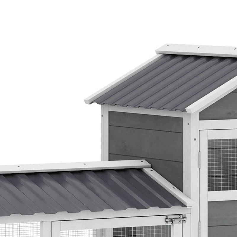 PawHut Chicken Coop with Wheels, 80" L Mobile Hen House with Run, Outdoor Wooden Chicken House with Nesting Box, Tray, Ramp