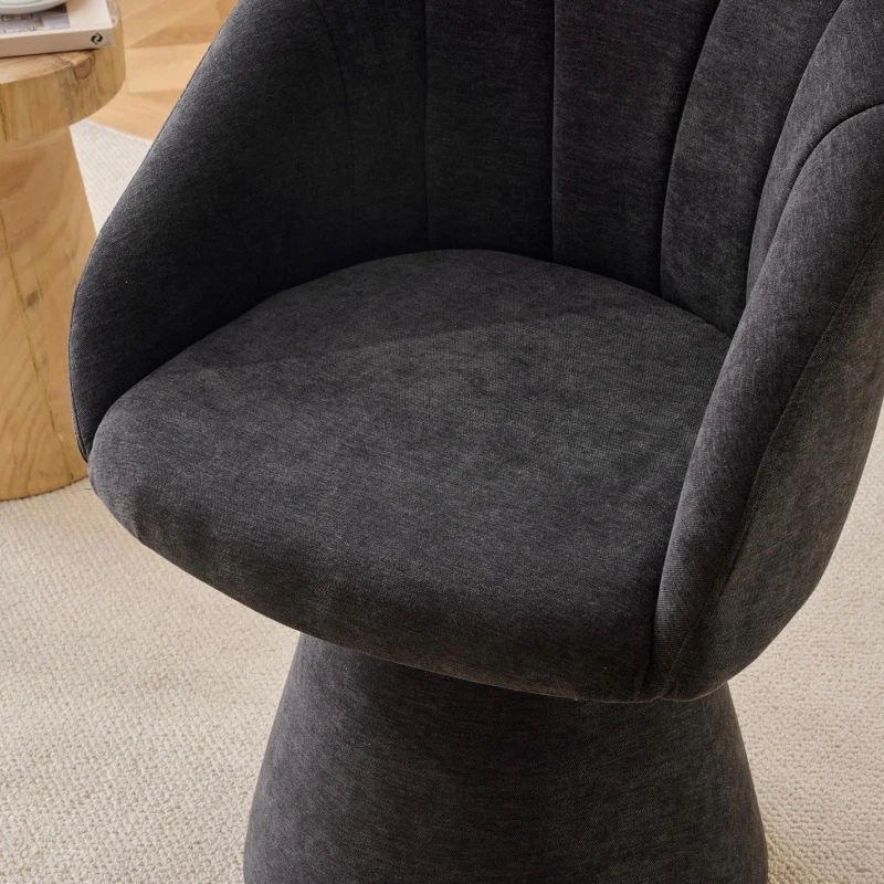 Comfortable Chenille Swivel Accent Armchair with Curved Backrest, Versatile Vanity Chair for Living Room, 22.5'' L x 22"W x 31.5" H, Gray