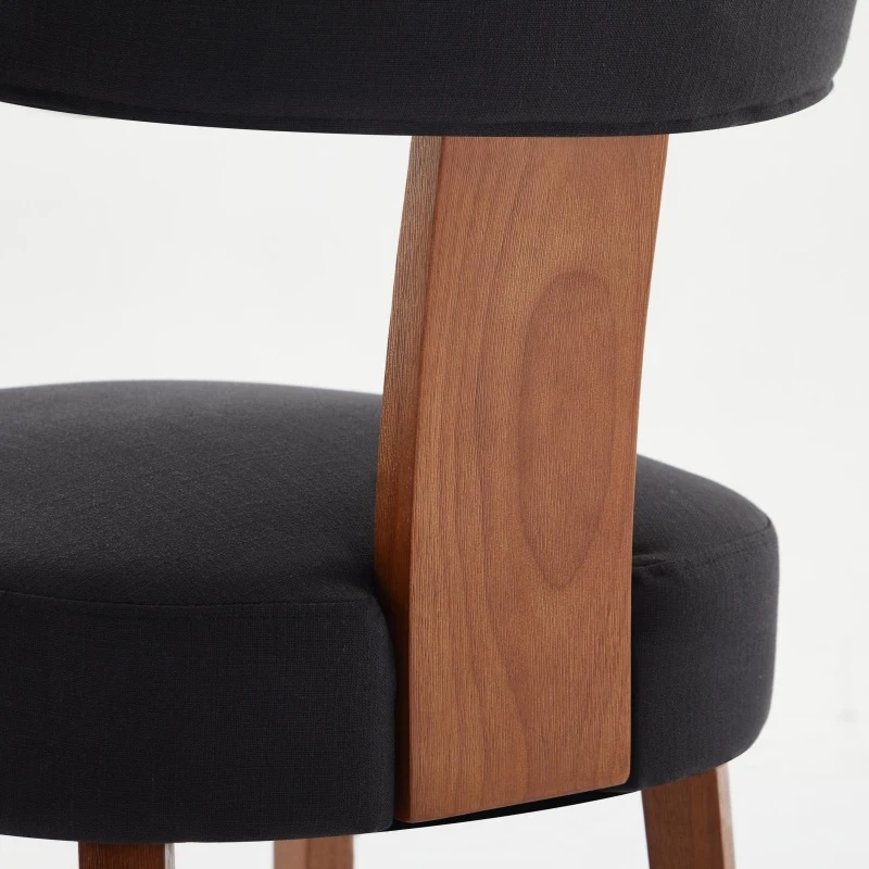 Ergonomic Linen Armless Dining Chair with Padded Seat Cushion, Modern Side Chair for Dining Room Living Room, 24.5'' L x 20.5"W x 34" H, Black