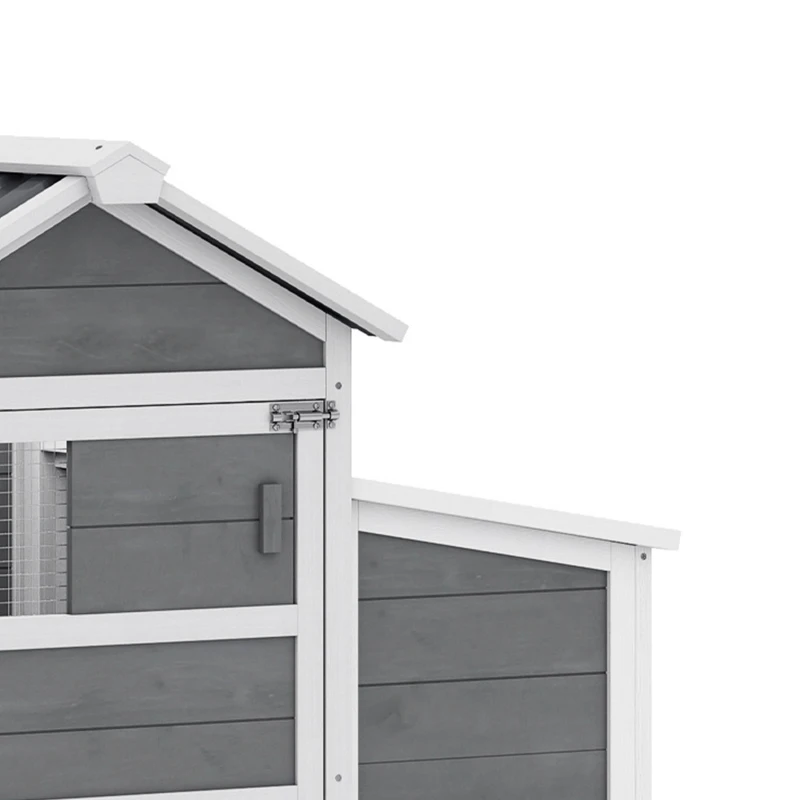 PawHut Chicken Coop with Wheels, 80" L Mobile Hen House with Run, Outdoor Wooden Chicken House with Nesting Box, Tray, Ramp