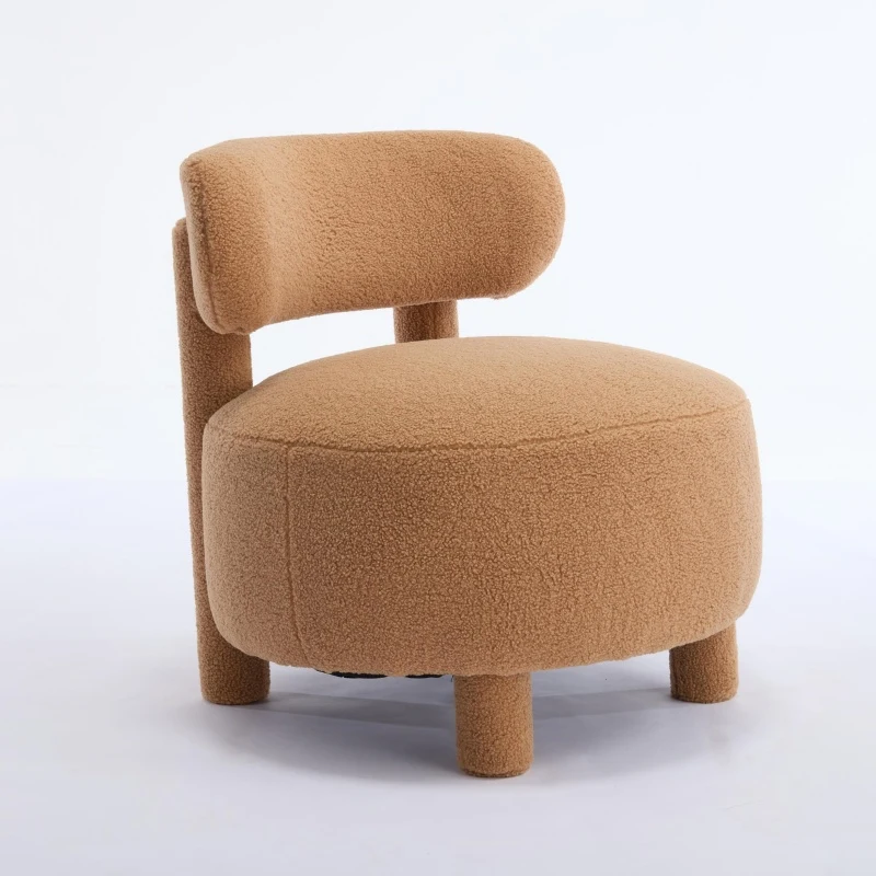 Cozy Teddy Fabric Accent Chair with Padded Seat Cushion, Versatile Slipper Chair for Living Room Bedroom Vanity, 28.5'' L x 28.5"W x 30" H, Khaki