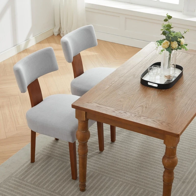Modern Linen Armless Dining Chair with Padded Seat Cushion, Versatile Side Chair for Dining Room Living Room, 24.5'' L x 20.5"W x 34" H, Gray