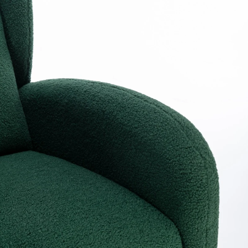 Elegant Teddy Fabric Rocking Chair with Ergonomic Backrest and Plush Filling, Accent Chair with Wooden Legs, 38'' L x 28" W x 40" H, Green