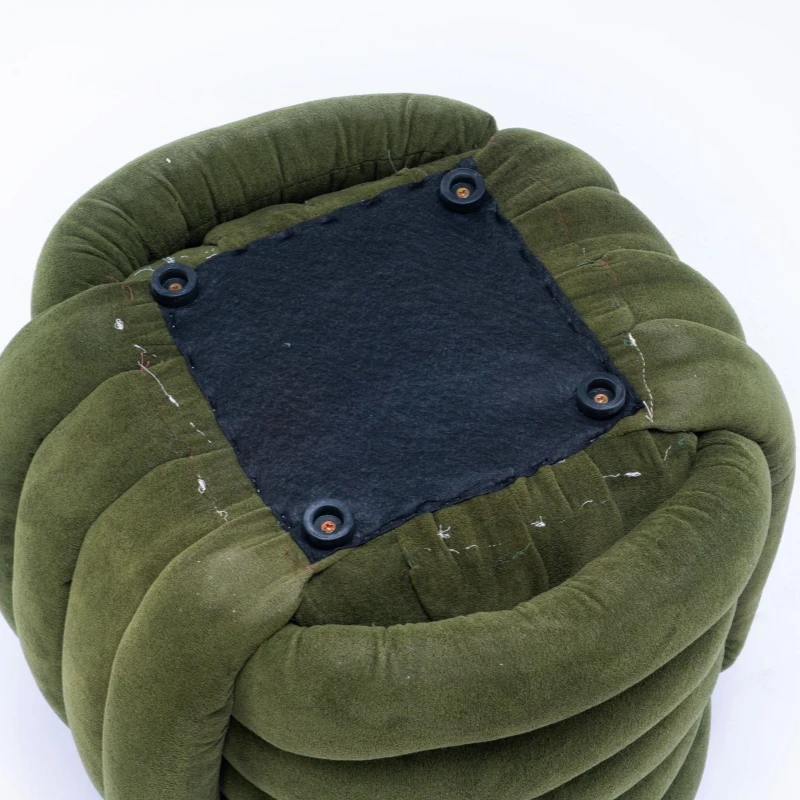Cozy Modern Knot Design Ottoman with Soft Chenille and Foam Filling, Chic Makeup Stool with No Assembly, 19.5'' L x 19.5" W x 17.5" H, Green