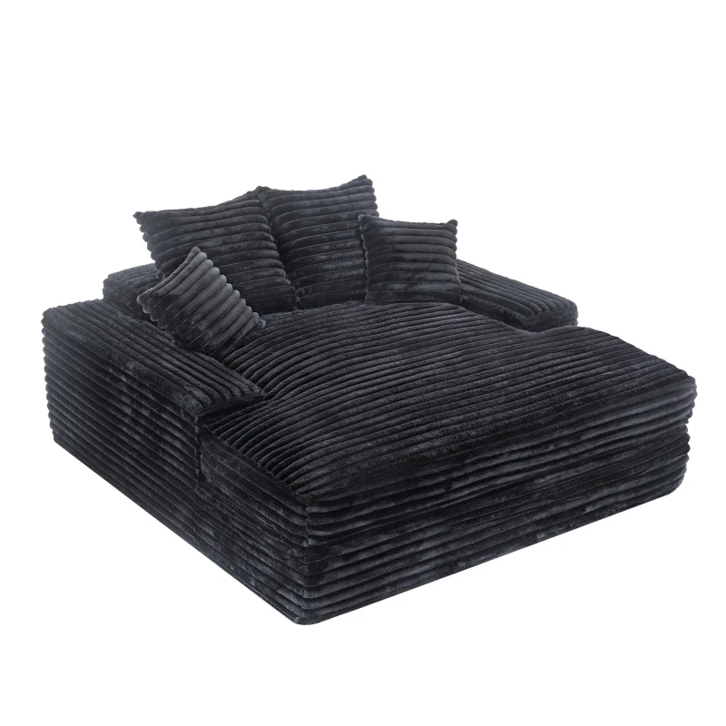 Spacious Corduroy Chaise Lounge Sofa with High-Resilience Foam, Plush Sleeper Couch for Living Room Apartment, 69'' L x 65.5"W x 24.5" H, Gray