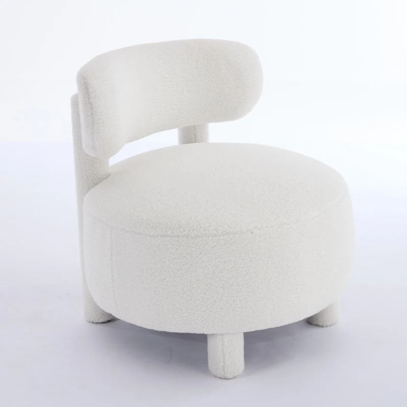 Cozy Teddy Fabric Accent Chair with Padded Seat Cushion, Modern Slipper Chair for Living Room Bedroom Vanity, 28.5'' L x 28.5"W x 30" H, White