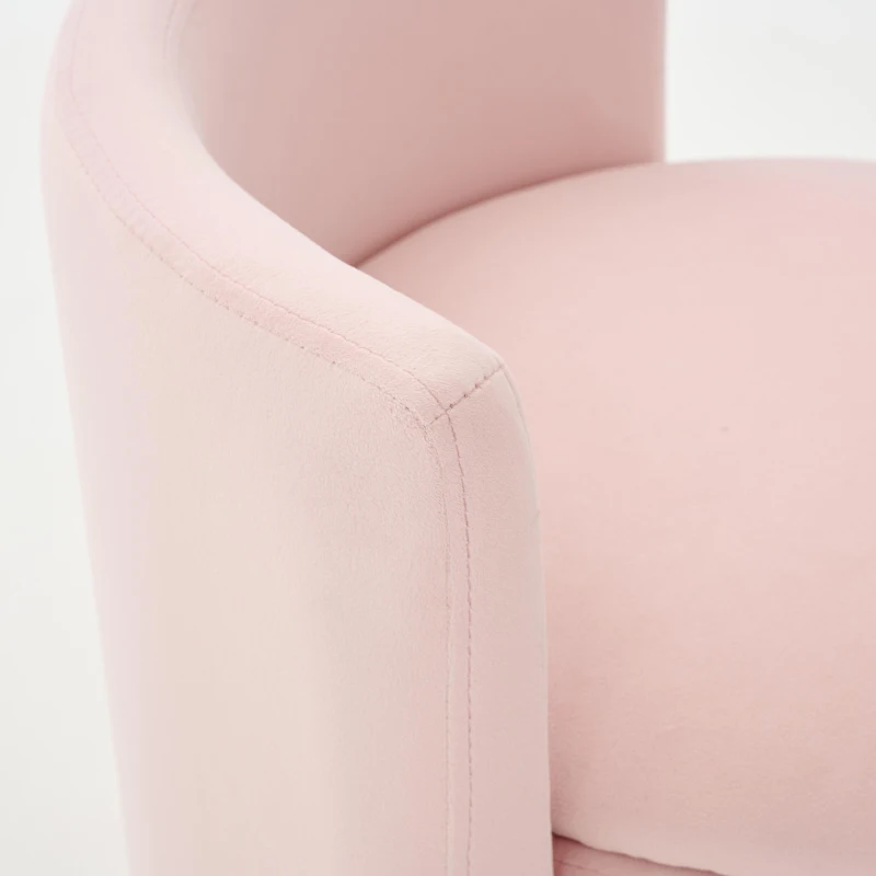 Elegant Velvet Accent Chair with 360° Swivel and 20L Hidden Storage, Chic Barrel Chair with Curved Backrest, 18.5'' L x 18.5" W x 22" H, Pink