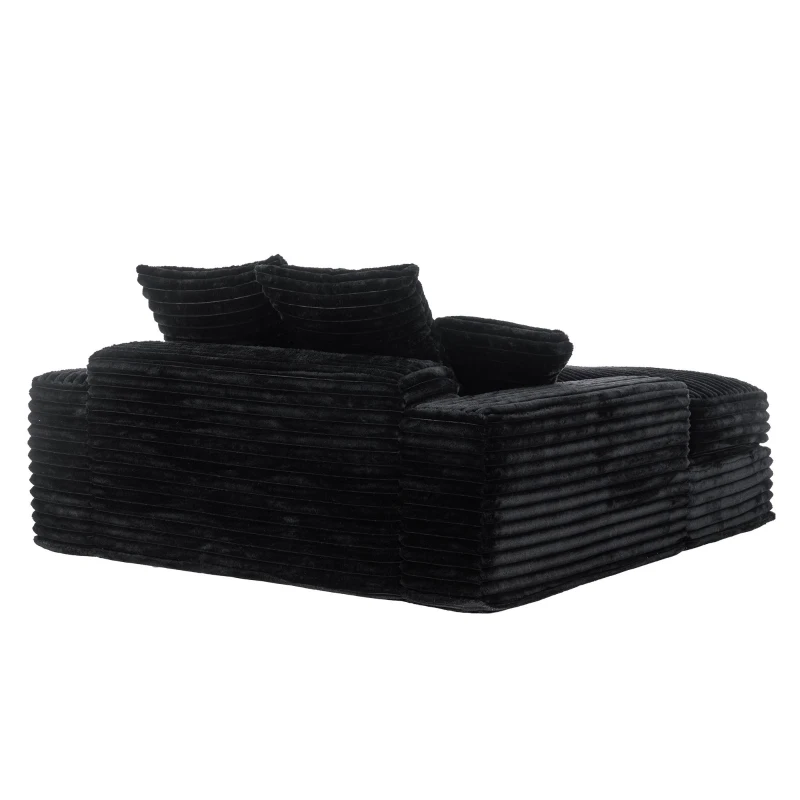 Oversized Corduroy Chaise Lounge Sofa with High-Resilience Foam, Cozy Sleeper Couch for Living Room Apartment, 69'' L x 65.5"W x 24.5" H, Black