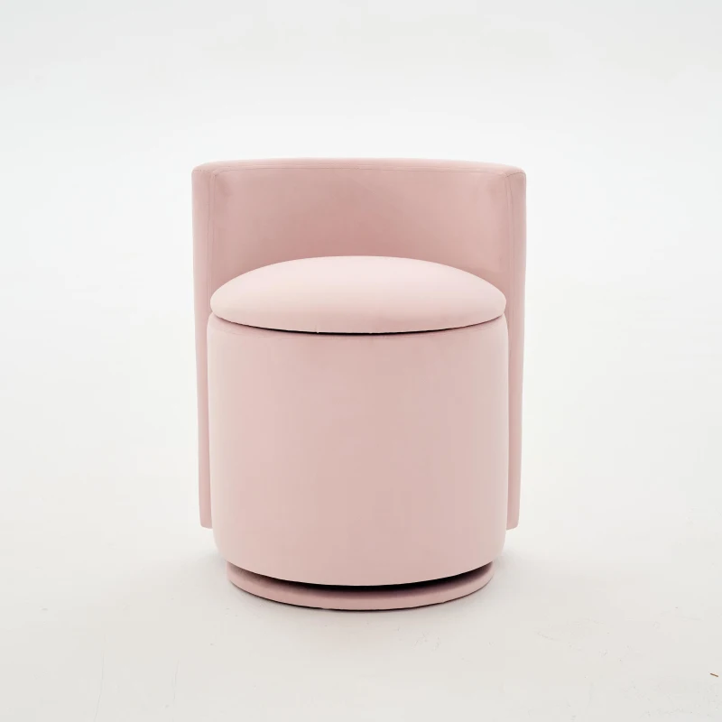 Elegant Velvet Accent Chair with 360° Swivel and 20L Hidden Storage, Chic Barrel Chair with Curved Backrest, 18.5'' L x 18.5" W x 22" H, Pink