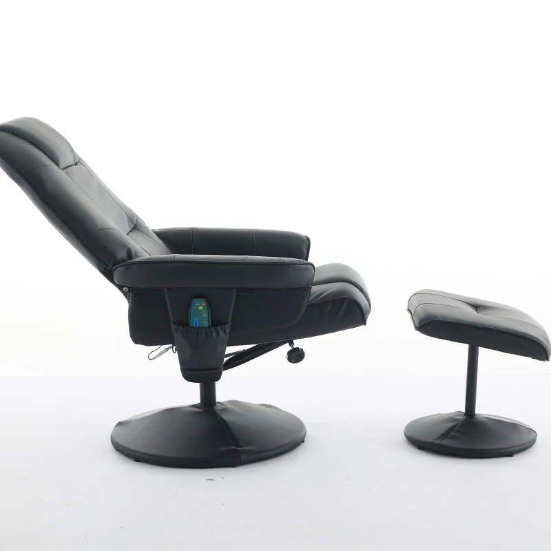 Ergonomic Massage Recliner Chair with Ottoman, Cozy Swivel Lounge Chair with Massage and Seat Heating, 31.5'' L x 29.5" W x 38" H, Black