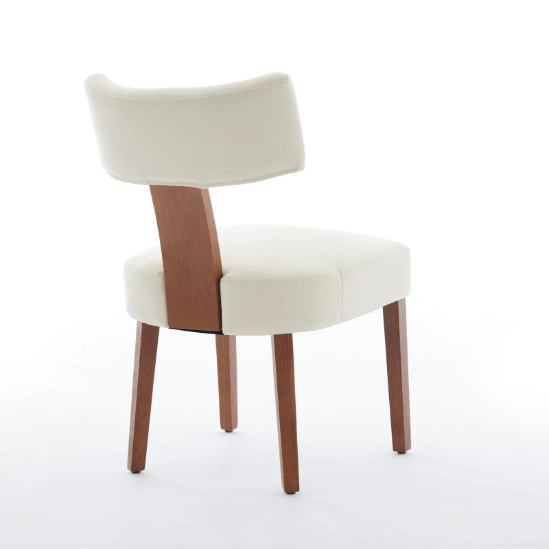 Modern Linen Armless Dining Chair with Padded Seat Cushion, Stylish Side Chair for Dining Room Living Room, 24.5'' L x 20.5"W x 34" H, Beige