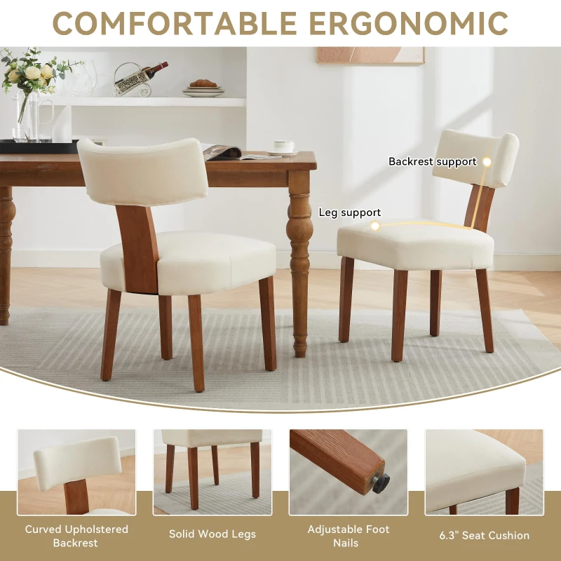 Modern Linen Armless Dining Chair with Padded Seat Cushion, Stylish Side Chair for Dining Room Living Room, 24.5'' L x 20.5"W x 34" H, Beige